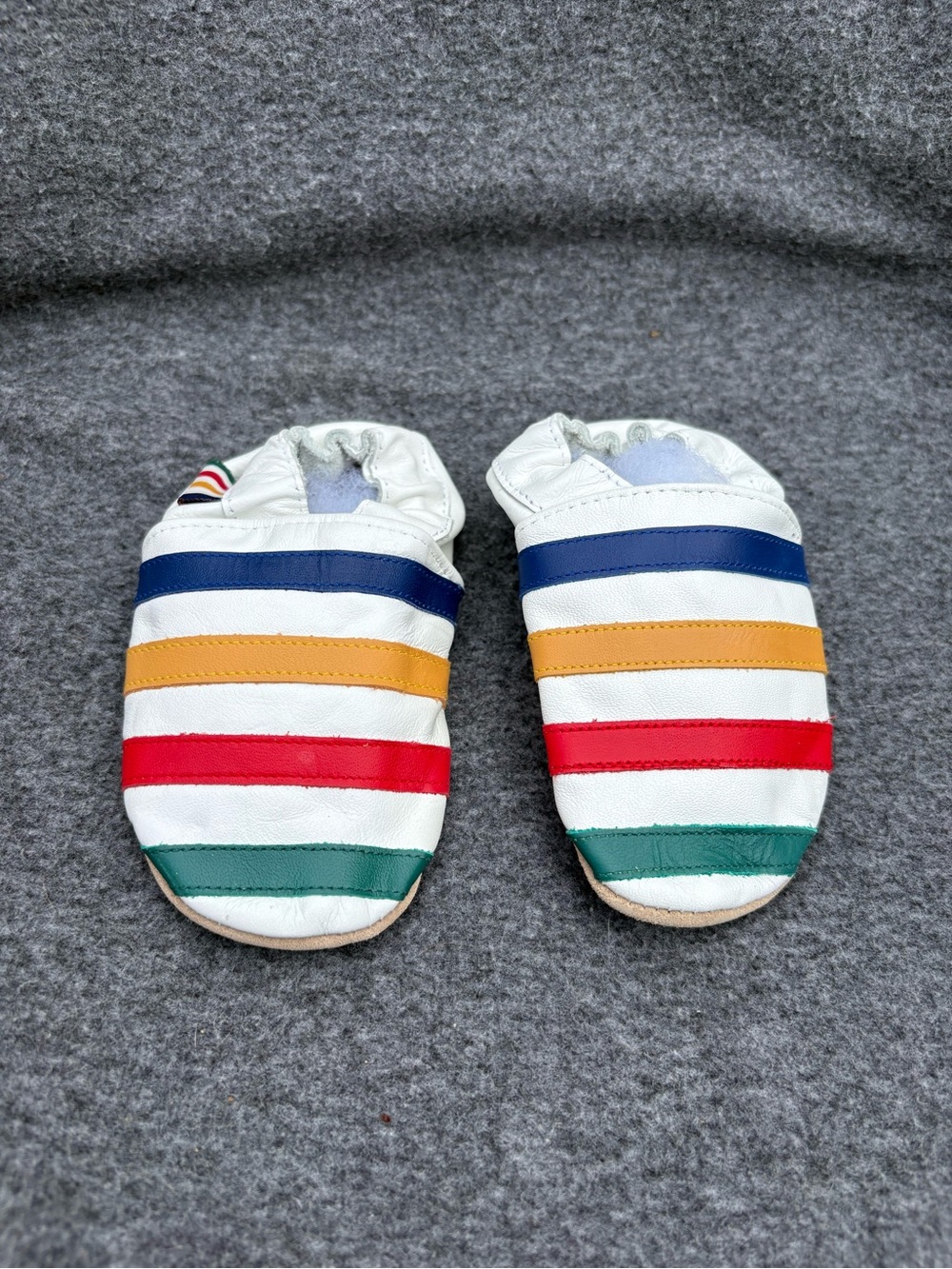 White Baby Slip-On Shoes with Multicolor Stripes